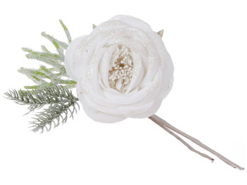 Декоративна штучна квітка Троянда, 7х18см, колір - білий