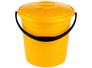 Ведро R plastic желтое, с крышкой, 12л