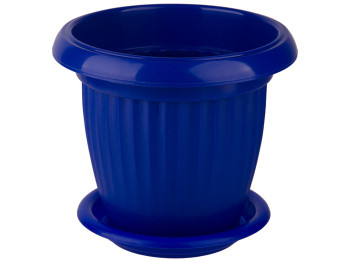 Горшок для цветов с подставкой круглый 190мм 2,0л (цвет синий) Консенсус