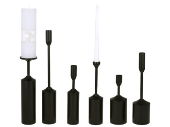 Набор подсвечников, 39,5/28,5/28/26/25/20см, цвет – черный (цена за набор 6шт)