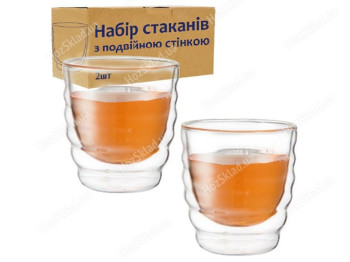 Набір склянок з подвійною стінкою 200мл (ціна за набір 2 предмети)