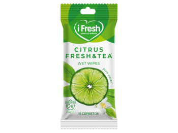 Вологі серветки з лайму та екстрактом білого чаю iFresh 15шт