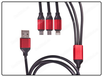 Кабель 3 в 1 USB - Micro USB/Apple/Type C (Black)