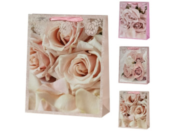 Пакет подарочный Flowers, бумага, 18х23х10см, 4 дизайна (цена за 1шт)