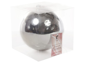 Куля ялинкова, пластик, діаметр 20см, колір срібло глянець