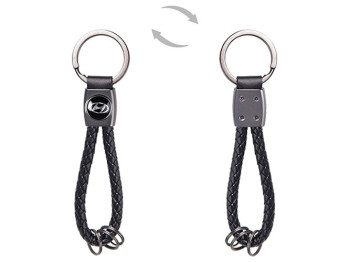 Брелок кожзам. плетеный с кольцами CN HYUNDAI