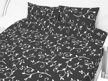 Комплект постельного белья 100% хлопок. евро Черное с разводами, 2 наволочки 50х70см 