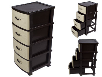 Комод (фасад сплошная плетенка, цвет - коричневый) Efe plastics 47х38х90см