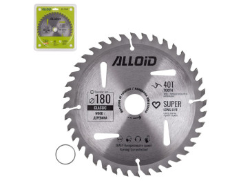 Диск пильный Alloid по дереву, 40 зубьев, твердосплавные напайки, 180x25,4/22,2мм