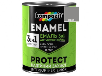Емаль антикорозійна 3в1 PROTECT, Сіра 0,75 кг