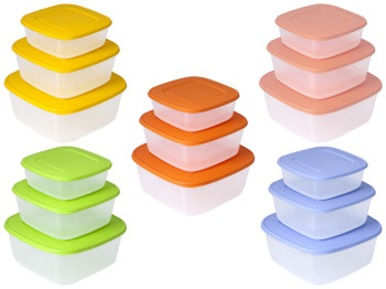 Набор контейнеров для пищевых продуктов 3в1 квадратные (цвета ассорти) 167010