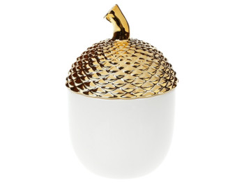 Банка фарфоровая для сладостей Желудь, 800мл, 13×13×19,3см, цвет белый с золотом