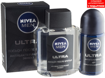 Лосьйон після гоління Nivea men "Ultra" антибактеріальний 100мл+подарунок кульковий дезодорант 50мл