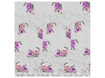 Клеёнка ПВХ Dekorama, цвет серый с цветочным рисунком, 1.40×20 м.