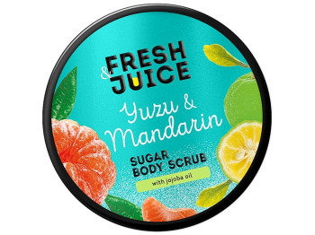 Скраб цукровий для тіла Fresh Juice, Yuzu & Mandarin, з олією ши та екстрактом цитрусів, 200мл