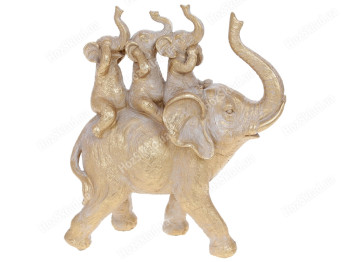 Декоративная статуэтка Слоники, 26см, цвет – золото с патиной