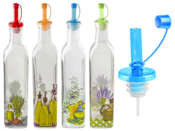 Бутылка для масла и уксуса с дозатором Микс стеклянная, с колпачком 500мл