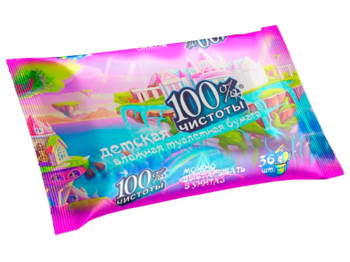Папір туалетний вологий дитячий 100% чистоти 36шт