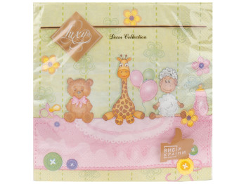 Салфетки Для малыша Luxy, розовая, 33х33см, 3 слоя, 18шт