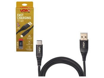 Кабель Voin USB - Type C 3А, 1м, black (быстрая зарядка/передача данных) CC-4201C BK 