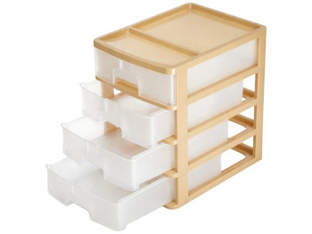 Комод настольный R-Plastic А4 на 4 ящика, бежевый, 35x25,5x38см, 03402