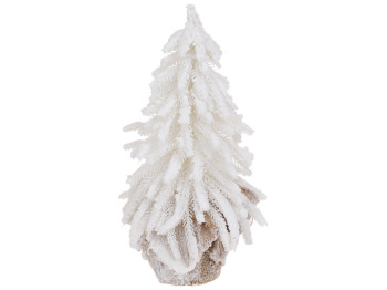 Ялинка декоративна засніжена в джутовому мішечку, 16х16х27см, колір білий