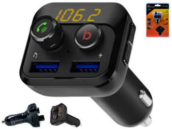 FM-трансмиттер Grand-X 98GRX MegaBass, Bluetooth V5.0, Hands Free, MicroSD, 2USB 1A-2.4A
