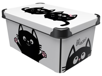 Контейнер для зберігання з кришкою Qutu Style Box Meow Black, 10л