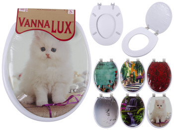 Сиденье с крышкой для унитаза мягкое Vanna Lux цвет белый с рисунком