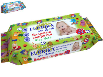 Влажные салфетки детские Florica "Алое вера" 70шт 50073-1