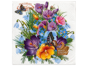 Серветки паперові двошарові La Fleur Первоцвіт, 33×33 см, 16 шт