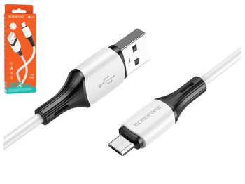 Кабель USB Borofone BX79 Silicone Micro 2.4A, Білий