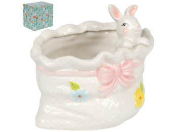 Цукерниця великодня Easter bunny, кераміка, 16х12х15см, колір білий