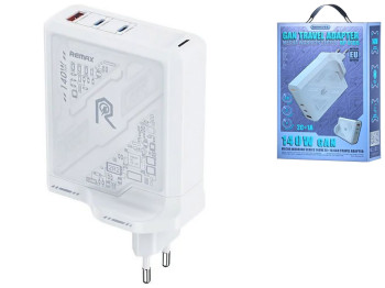Сетевое Зарядное Устройство Remax RP-U106 140W 2C+1A GaN, Цвет Серый