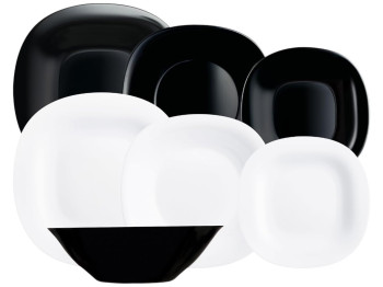 Сервиз столовый Luminarc Carinel, опаловое стекло, цвет черно-белый (цена за набор 19пр)
