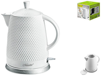 Чайник електричний Maestro, керамічний, білий, 15х25см, 1,5л (дисковий нагрівач)