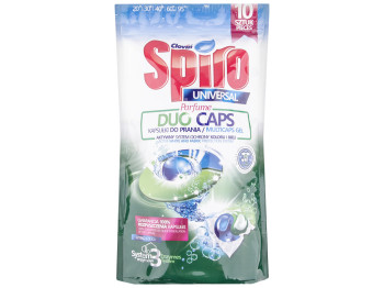 Капсулы для стирки гелевые двухкамерные Spiro Duocaps Universal для белых и цветных тканей 10х18г
