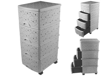 Комод "Ажур - люкс" (колір - сірий з чорними шафками) Efe plastics 47,5х37х91см