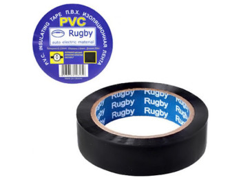 Изолента Rugby ПВХ, черная, 25м