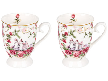 Набор чашек Royal Rose, фарфоровые с цветочным декором, 300 мл, 2 шт (цена за набор)