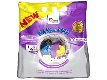 Порошок для стирки универсальный Жасмин и лаванда с марсельским мылом Wash&Free, 1,5кг