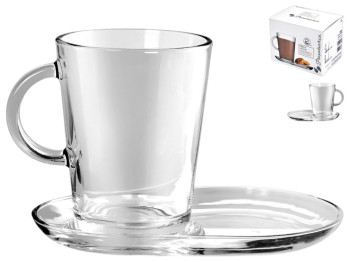 Набір чайний Pasabahce Tribeca, 2 чашки, 2 блюдця, скло, 385мл (ціна за 4 предмети)