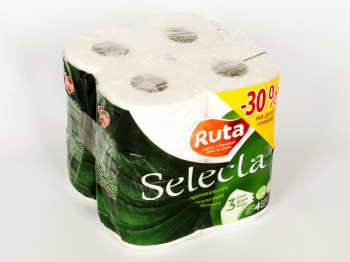 Папір туалетний "Ruta Selecta" тришар. білий (бренд-блок 2 упаковки по 4 рулони)
