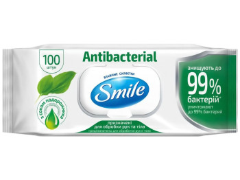 Вологі серветки Smile Antibacterial з подорожником, 100шт