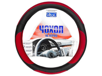 Чехол для руля 080242-17023 M (37-39см) с красными вставками