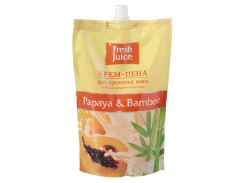Крем-пена Fresh Juice дой-пак для принятия ванн с увлажняющим молочком Papaya & Bamboo 500мл