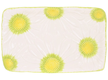 Блюдо прямокутне керамічне Ромашки, 31,5x20x3,5см, колір-білий