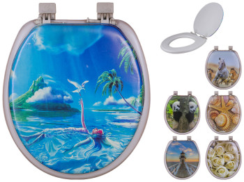 Сиденье с крышкой для унитаза мягкое Vanna Lux цвет серый с рисунком