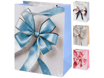 Пакет подарочный Bow, бумага, 18х23х10см, 4 дизайна (цена за 1шт)