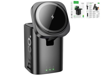 Бездротовий зарядний пристрій Hoco CQ20 3-in-1, 15 Вт, Magnetic (iWatch), чорний